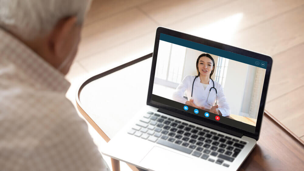 patient using telehealth to consult a doctor
