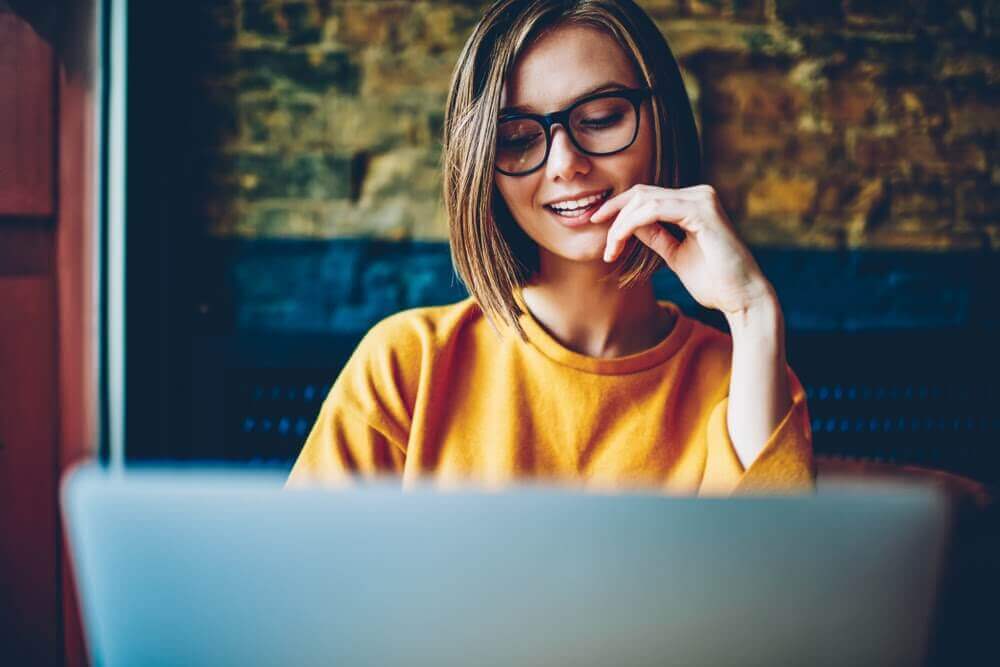 Woman typing