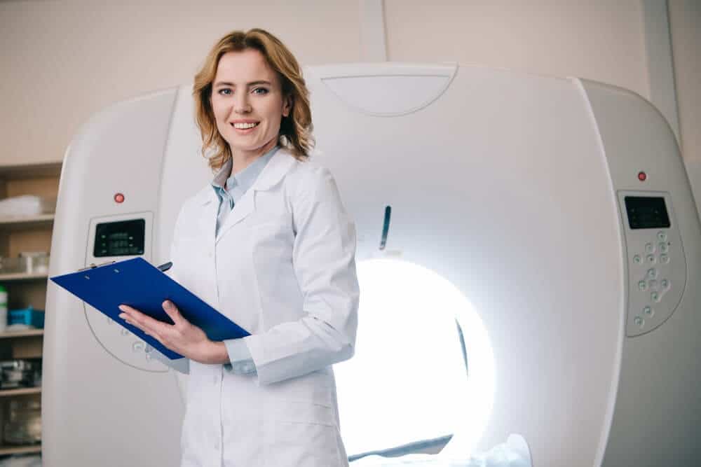 Radiologist holding clipboard for jobs