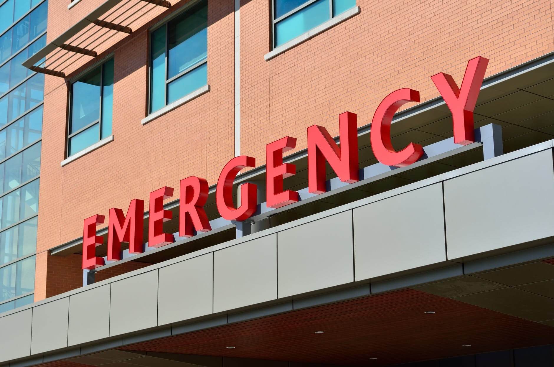 Emergency room sign on building exterior