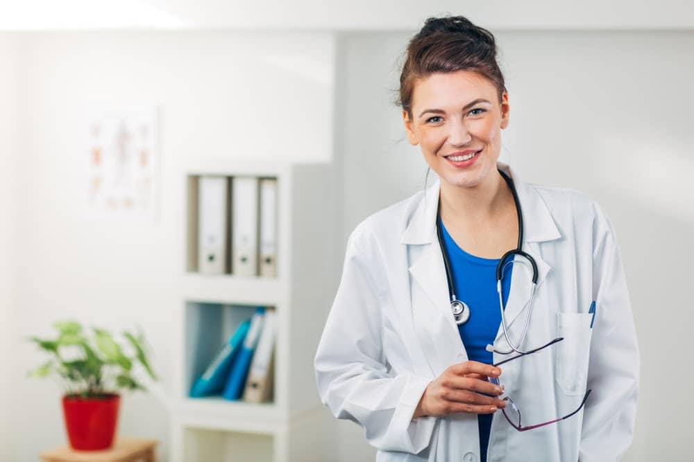 Female Doctor in her Medical Office with Stethoscope
