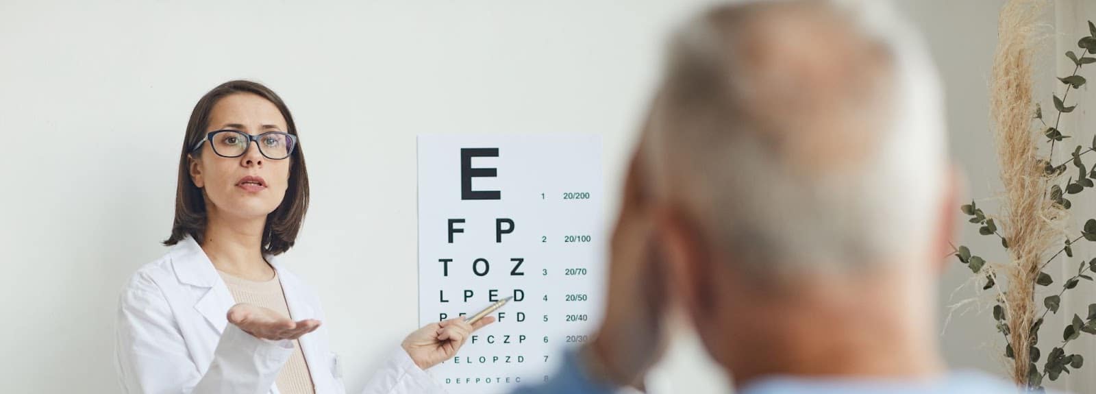 Doctor and patient in eye test